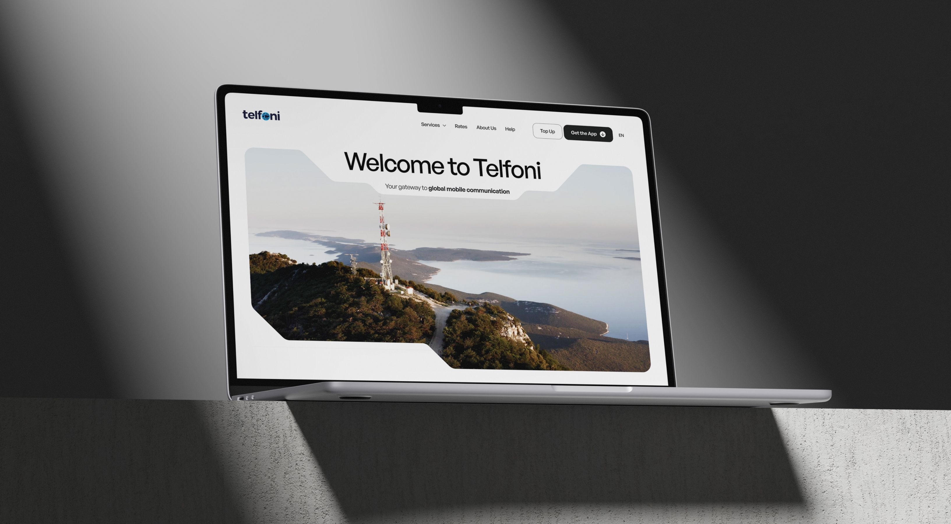 Telfoni website hero screen