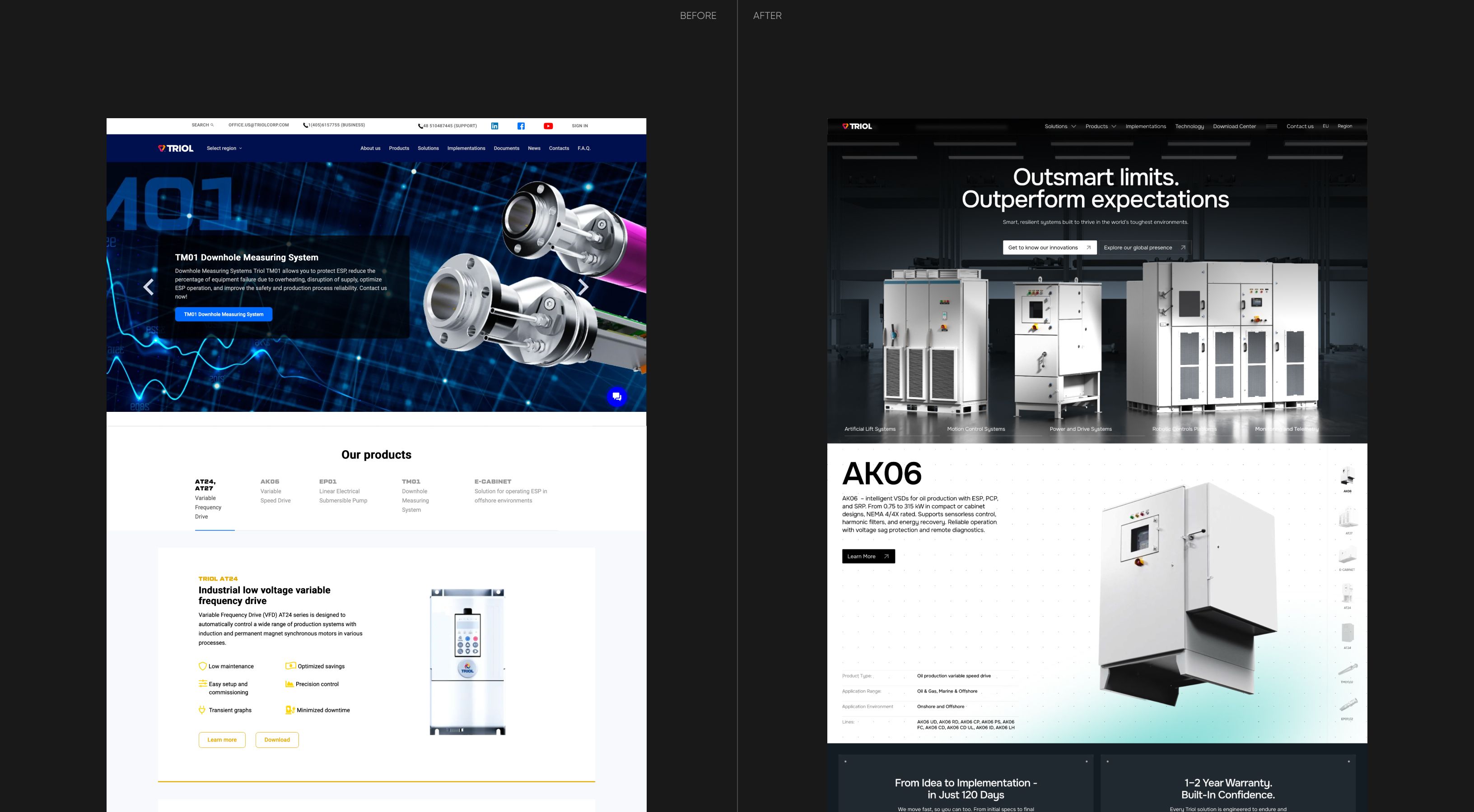 Triol website before after